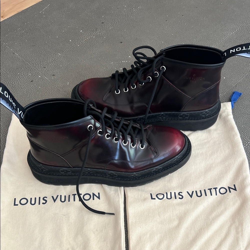 Louis Vuitton Men's Dark Red Leather Boots